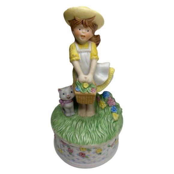 Napcoware Music Box Girl Figurine w/Cat "Thank Heaven for Little Girls" Vintage - Picture 1 of 12